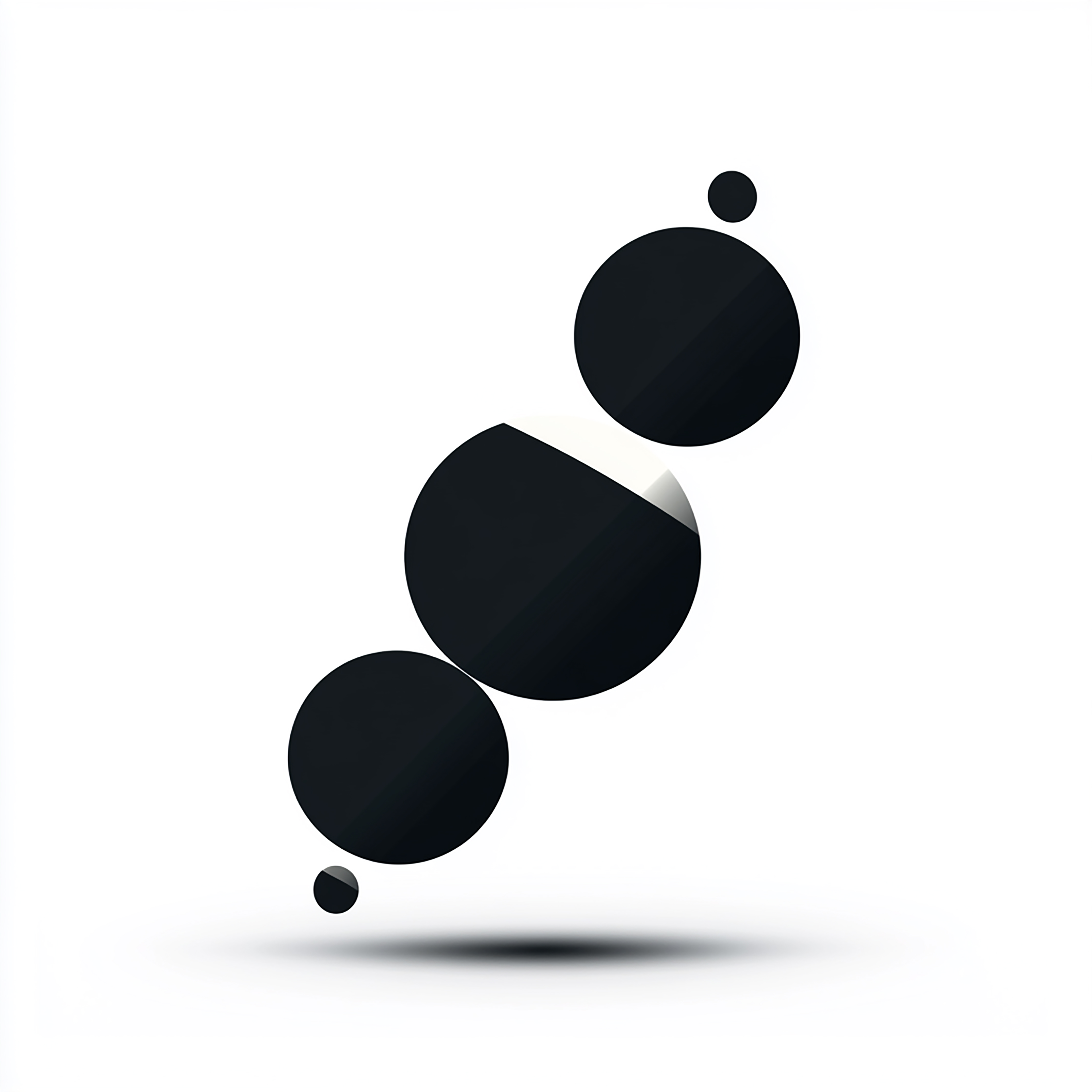 Farklı boyutlarda siyah ve beyaz soyut yuvarlak şekillerin düzleştirilmiş artistik düzenlemesi.