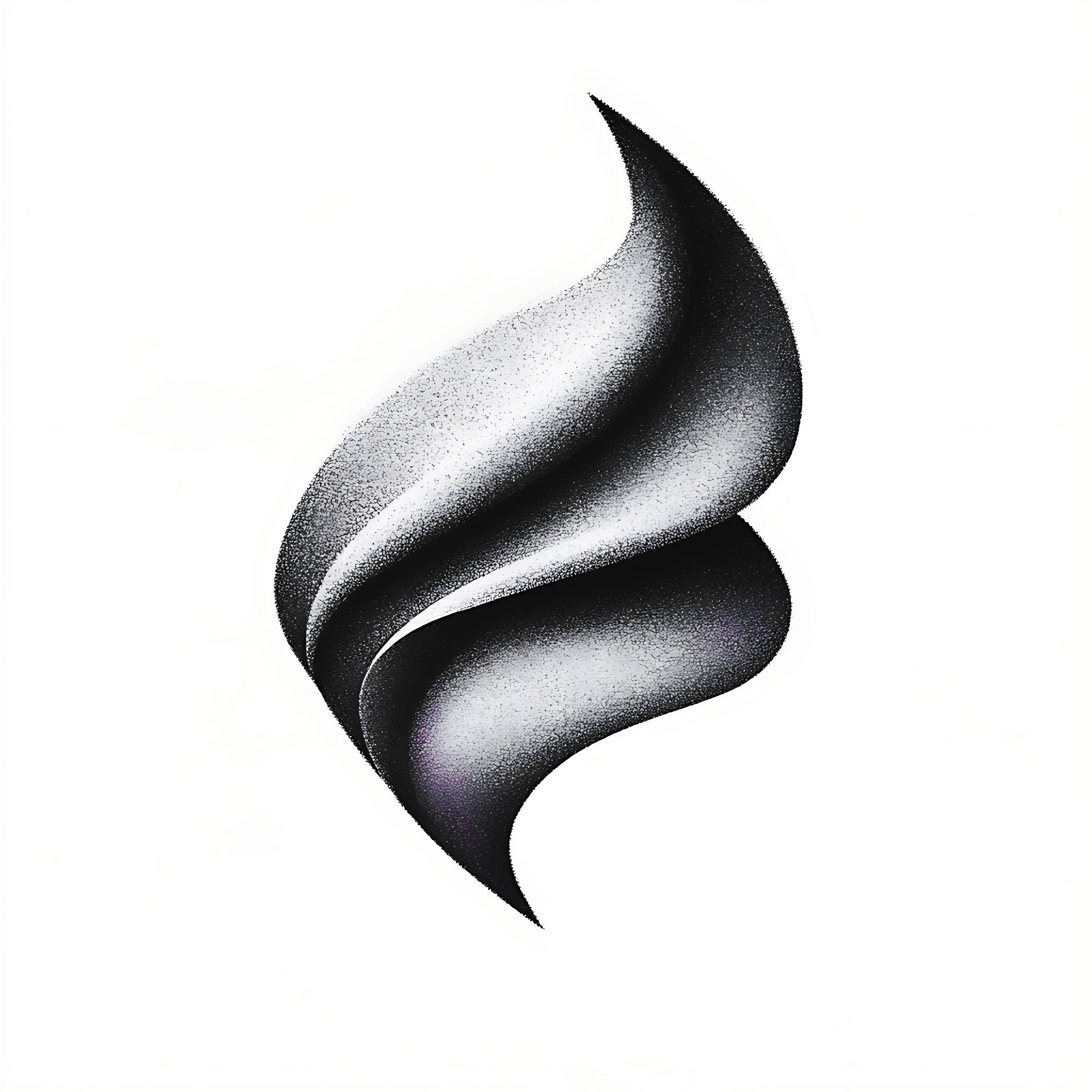 Siyah ve gri tonlarında soyut kıvrımlı şeklin yakından görünümü.